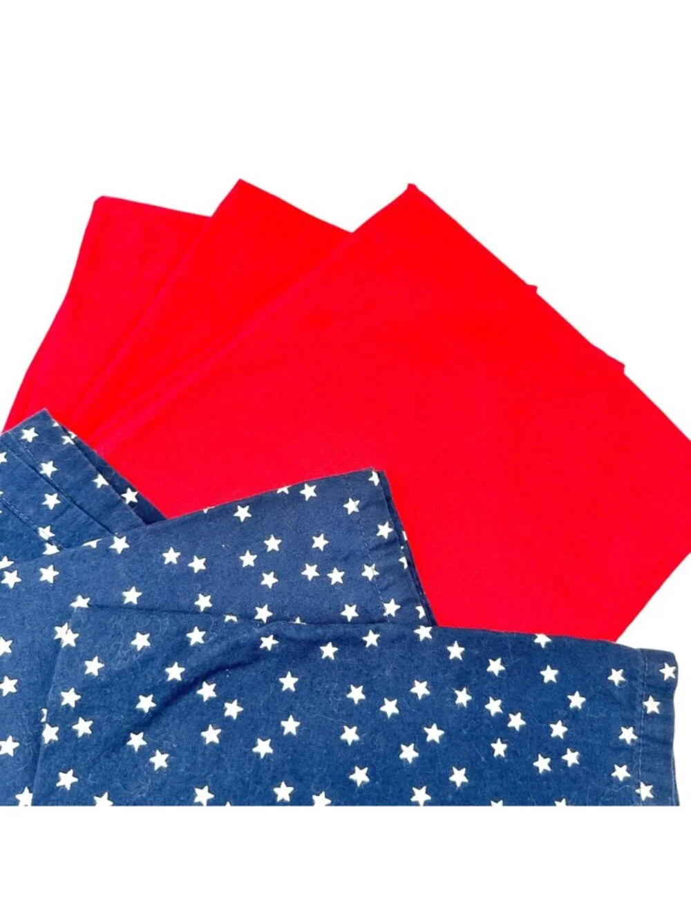 Set Of 10 Cloth Napkins Patriotic Themed FIVE Red and FIVE Blue with White Stars